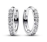 Damen Creolen Sparkling Huggie, 925er Silber, Zirkonia