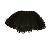 Damen Crinoline Petticoat Kurz Tutu Rock Mehrere Schichten Ballkleid Halb Slips Unterrock für Hochzeit Brautkleid, Schwarz , S/L
