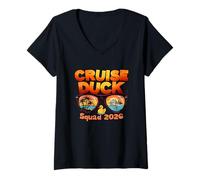 Damen Cruise Duck Squad 2026 - Spaß im Urlaub auf einem Schiff auf Einer tropischen Insel T-Shirt mit V-Ausschnitt