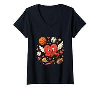 Damen Cupid Sports Love Heart Champion T-Shirt mit V-Ausschnitt