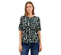 Rundhalsshirt CECIL, Damen, Gr. L (42), grün (ink grün), Stoff, 49% Polyester, 44% Viskose, 7% Elasthan, gemustert, normal normal, Rundhals, abgesteppt, Shirts, mit grafischem Muster (42206058-L) ink