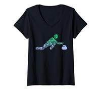 Damen Curling Stone T-Shirt für Lockenwickler Curling Spieler Jungen Curling T-Shirt mit V-Ausschnitt
