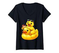 Damen Cute Rubber Duck T-Shirt mit V-Ausschnitt