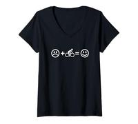 Damen Cycling Makes Happy Funny Bicycle Lover Radfahrer Sport Fan T-Shirt mit V-Ausschnitt