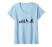 Damen Cyclocross Bike Rennrad MTB Mountainbike Gravel-Bike Fahrrad T-Shirt mit V-Ausschnitt