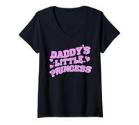 Damen Daddy's Little Princess Kink BDSM süßes Schlafzimmer frech T-Shirt mit V-Ausschnitt