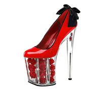 Damen Damen High Heel 20Cm / 7.87In Strap Partyabend Smart Work Pumps Pumps Plus Size Pole Dance Schuhe Stiletto High Heel Plateau Kleid,Rot,39 EU