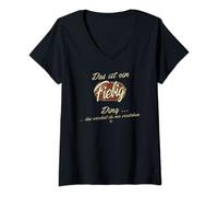 Damen Das ist ein Fiebig Ding - Lustiges Familie Fiebig T-Shirt mit V-Ausschnitt