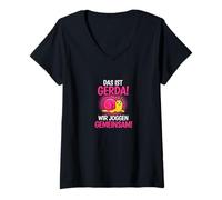 Damen Das Ist Gerda Wir Joggen Gemeinsam Lustiger Lauf Spruch T-Shirt mit V-Ausschnitt