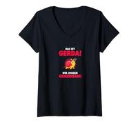 Damen Das Ist Gerda Wir Joggen Gemeinsam Lustiger Lauf Spruch T-Shirt mit V-Ausschnitt