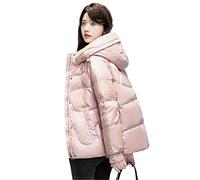 Damen-Daunenjacke mit Kapuze, koreanische Entendaunen, winddicht, verdickend, warme Feder, weiblicher Puffer, Winter-Outwear, rose, 46