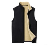 Damen Daunenweste aus Baumwolle im koreanischen Stil, normale Länge, ärmellose Weste mit Stehkragen, einfarbig, warm, leicht, Schichtjacke für den Herbst, Freizeitkleidung (XXL Schwarz)