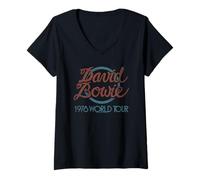 Damen David Bowie - 1978 World Tour Logo T-Shirt mit V-Ausschnitt