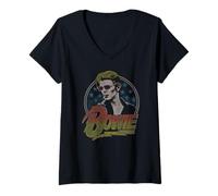 Damen David Bowie - Diamantenhunde T-Shirt mit V-Ausschnitt