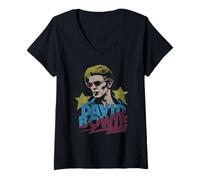 Damen David Bowie - Ikone T-Shirt mit V-Ausschnitt