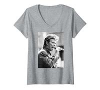 Damen David Bowie Never Let Me Down Era Glass Spider Tour T-Shirt mit V-Ausschnitt