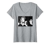 Damen David Bowie Press Fotoglas Spider Tour 1987 T-Shirt mit V-Ausschnitt