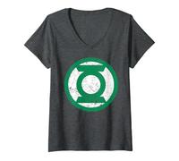 Damen DC Comics Green Lantern Corps Rissiger Ring verwittert T-Shirt mit V-Ausschnitt
