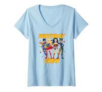 Damen DC Super Friends Birthday Crew Female Super Heroes T-Shirt mit V-Ausschnitt