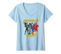Damen DC Super Friends Birthday Crew Super Heroes T-Shirt mit V-Ausschnitt