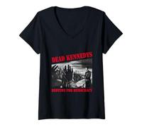 Damen Dead Kennedys Bedtime for Democracy Vintage Punk Band T-Shirt mit V-Ausschnitt