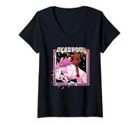 Damen Deadpool Einhorn T-Shirt mit V-Ausschnitt