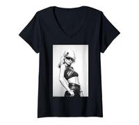 Damen Debbie Harry Blondie Parallel Lines Era von Allan Ballard T-Shirt mit V-Ausschnitt