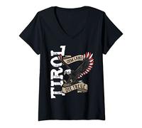 Damen Dem Land Tirol die Treue Bekleidung Tiroler Adler T-Shirt mit V-Ausschnitt