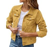 Damen Denim Jeansjacke Jeansjacken Für Damen Übergangsjacke Damen Vintage Jean Mantel Einfarbig Stretch Kurze Jeans Jacke Leichte Aesthetic Kurzjacke Für Frauen Fashion Streetwear