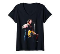 Damen Der Boss Bruce Springsteen Live von Andy Willsher T-Shirt mit V-Ausschnitt