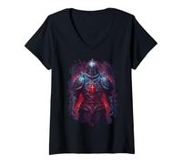 Damen Der dunkle Ritter der Fantasie T-Shirt mit V-Ausschnitt
