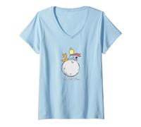 Damen Der kleine Prinz T-Shirt mit V-Ausschnitt, Himmelblau, L