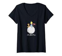 Damen Der kleine Prinz T-Shirt mit V-Ausschnitt, Schwarz, L