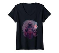 Damen Der Magier der Fantasie mit magischem Zauberstab T-Shirt mit V-Ausschnitt