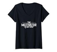 Damen Der Motivator unserer Crew T-Shirt mit V-Ausschnitt