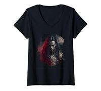 Damen Der unheimliche Vampir der Fantasie T-Shirt mit V-Ausschnitt