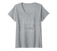 Damen Die Beatles - Abbey Road T-Shirt mit V-Ausschnitt, Grau Meliert, XL