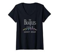 Damen Die Beatles - Abbey Road T-Shirt mit V-Ausschnitt, Schwarz, XL