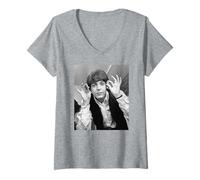 Damen Die Beatles Paul McCartney EIN Harter Tag, eine Nacht, Tussauds, 1964 T-Shirt mit V-Ausschnitt