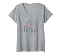 Damen Die Beatles - Strawberry Fields Forever T-Shirt mit V-Ausschnitt, Grau Meliert, M