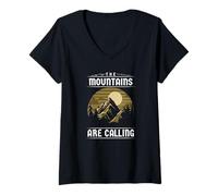 Damen Die Berge rufen T-Shirt mit V-Ausschnitt