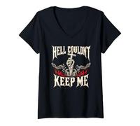 Damen Die Hölle konnte Mich Nicht als Christ Cross Broken Chains behalten T-Shirt mit V-Ausschnitt