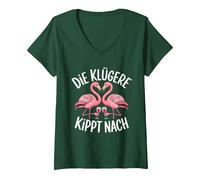 Damen Die Klügere Kippt Nach Mädelsabend Feiern Freundinnen T-Shirt mit V-Ausschnitt, Waldgrün, S