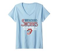 Damen Die Rolling Stones American Tour 81 T-Shirt mit V-Ausschnitt, Himmelblau, XL