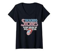 Damen Die Rolling Stones American Tour 81 T-Shirt mit V-Ausschnitt, Schwarz, M