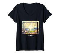 Damen Die Sonne Edvard Munch Kunst Expressionismus Schrei Bild Art T-Shirt mit V-Ausschnitt