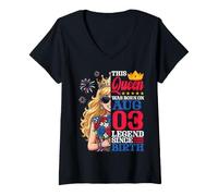 Damen Diese Königin wurde am 03. August geboren. Legende seit ihrer Geburt EIN Mädchen T-Shirt mit V-Ausschnitt