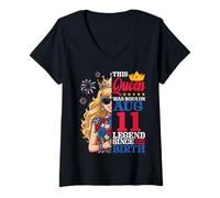 Damen Diese Königin wurde am 10. August geboren. Legende seit ihrer Geburt EIN Mädchen T-Shirt mit V-Ausschnitt