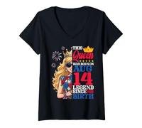 Damen Diese Königin wurde am 13. August geboren. Legende seit ihrer Geburt EIN Mädchen T-Shirt mit V-Ausschnitt