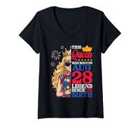 Damen Diese Königin wurde am 28. August geboren. Legende seit ihrer Geburt EIN Mädchen T-Shirt mit V-Ausschnitt